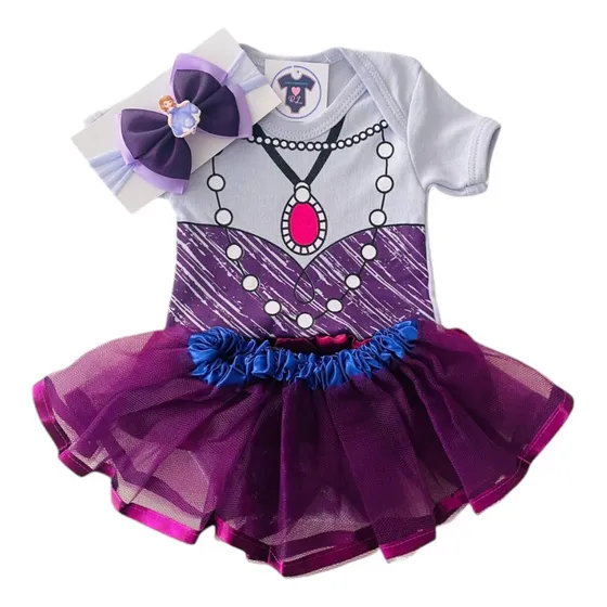Body Bebê Temático Mesversário Menina + Tule + Acessório