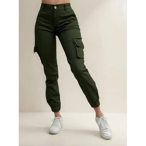 Jogger Cargo Mujer Gabardina Stretch 