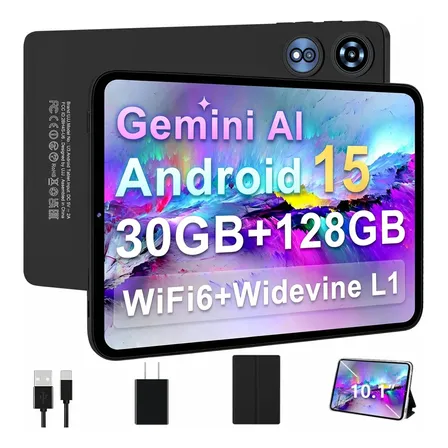 2026 Tableta Android 15 con Gemini Ai 30gb Ram+128gb Rom(2tb Tf) 10 Pulgadas Tab 2.4g/5g Wifi Widevine L1 Ips,octa Core 2.0ghz Wifi 5g 8000mah Bluetooth 5.0 Gms Certified 8mp+5mp Con Funda