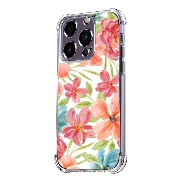 Funda Uso Rudo Para iPhone Flores Naranja