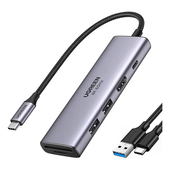 Hub Usb C 3.0 Ugreen Adaptador 6 Em 1 Porta Pd + Cabo Usb-c