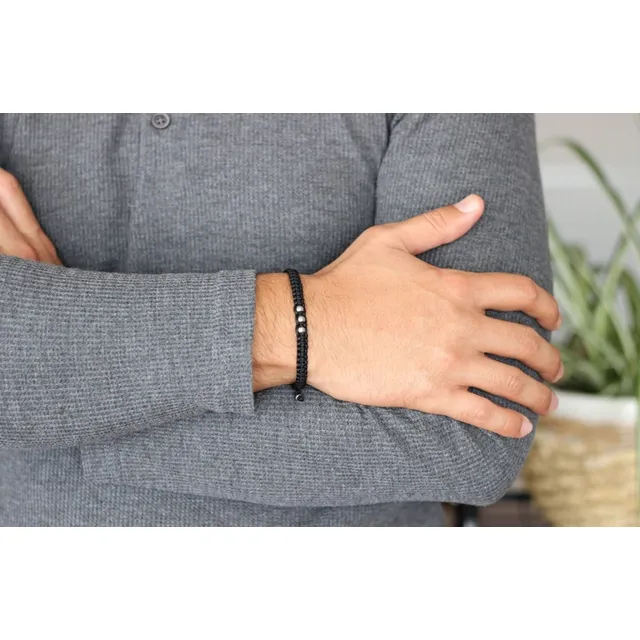 Pulsera Tejida Balines Acero Inoxidable Hombre