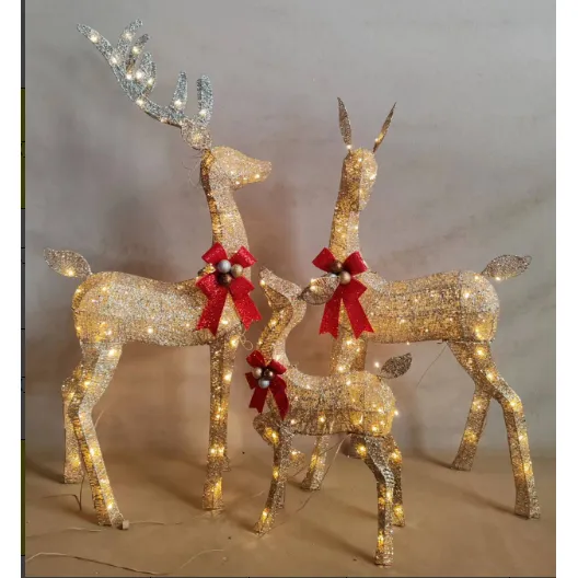 Set Familiar De Ciervos Grandes Iluminados Con 210 Led Para