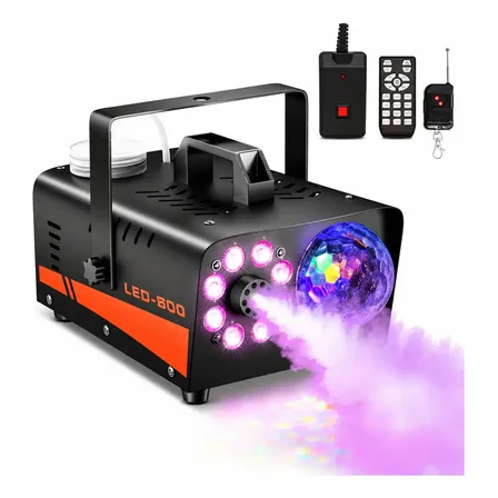 Máquina De Fumaça 1000w Iluminação 8 Led Rgb 2 Controles Dmx 127v Preto