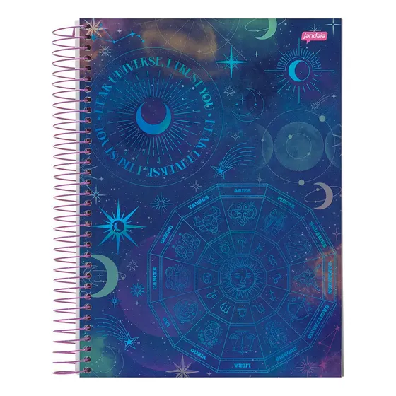 Caderno Colegial Mystic Capa Dura 10 Matérias 160fls, Cor Zodiaco