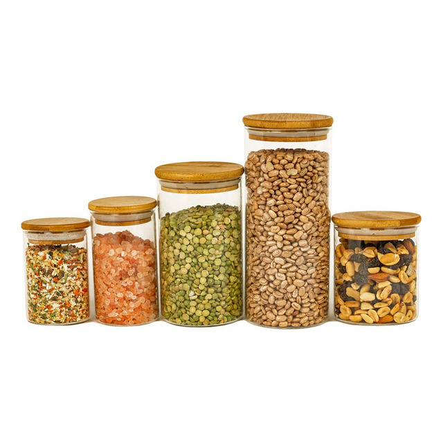 Kit 5 Potes De Vidro Herméticos Oikos Coz02118 Mantimentos Alimentos Tampa Bambu Kit 5 Potes De Vidro Herméticos Oikos Coz02118 Mantimentos Alimentos Tampa Bambu