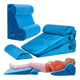 Juego De 4 Almohadas Ajustables De Cuña Para Cama Azul Juego De 4 Almohadas Ajustables De Cuña Para Cama Azul