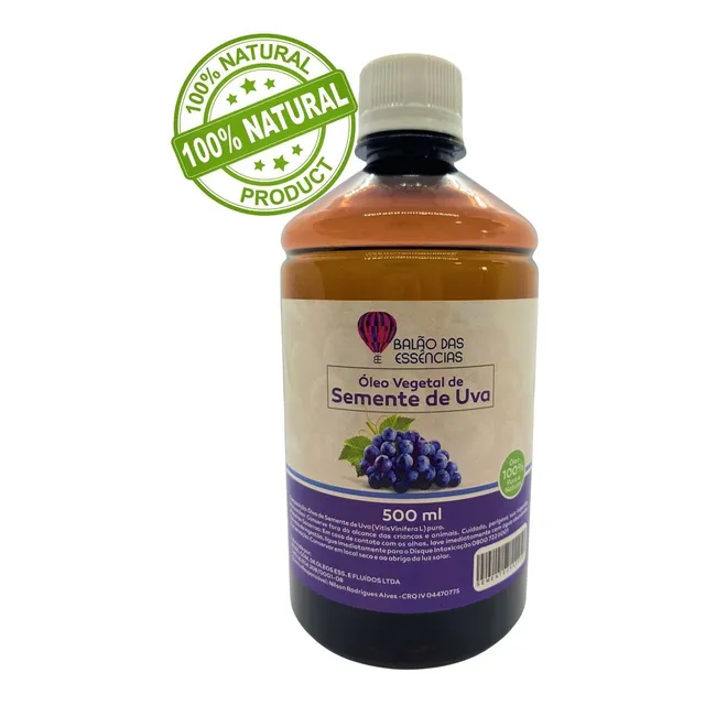 Óleo Vegetal Semente De Uva 100% Puro - 500ml