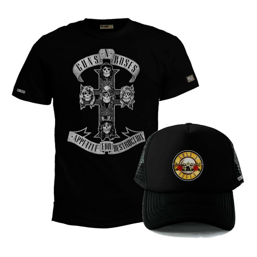 Pack Camiseta Más Gorra Guns N Roses Rock Metal