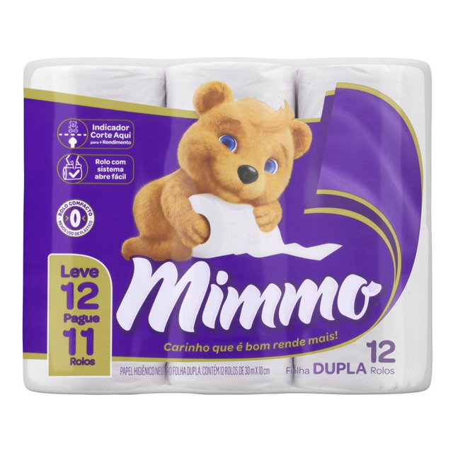 Papel Higiênico Folha Dupla Neutro Mimmo 30m Pacote Leve 12 Pague 11 Unidades Papel Higiênico Folha Dupla Neutro Mimmo 30m Pacote Leve 12 Pague 11 Unidades