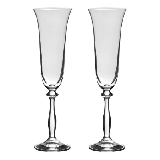 Jogo 2 Taças De Cristal Para Champagne 190ml Angela Bohemia