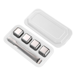 Cubitos De Hielo De Acero Inoxidable, Cubos 4 Plata Con Clip Cubitos De Hielo De Acero Inoxidable, Cubos 4 Plata Con Clip