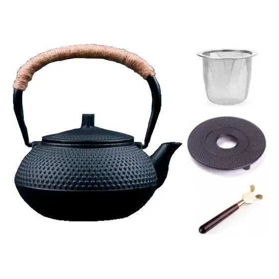 Tetera Hierro Fundido Juego Fundición + Base Infusor Tenedor
