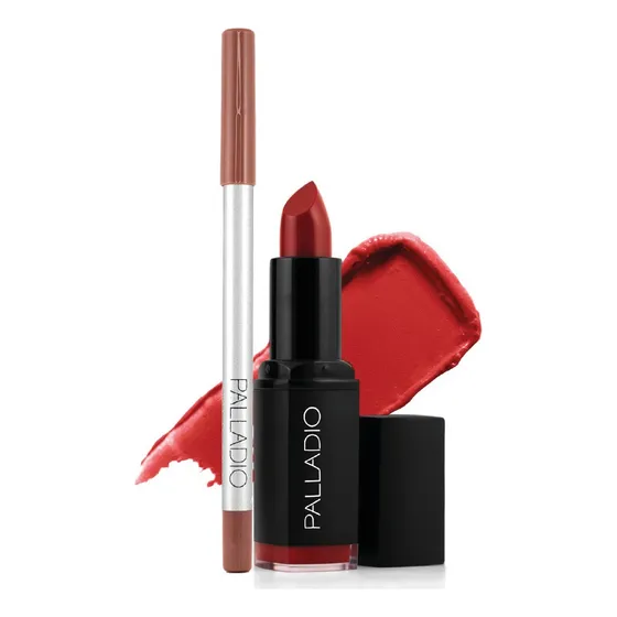 Kit Palladio Lápiz De Labios Bronce Y Labial Rojo Pasion
