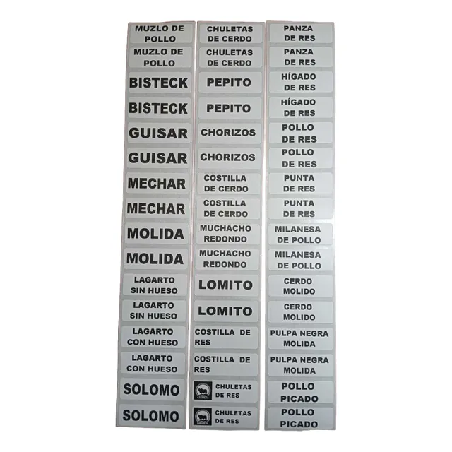 Etiquetas Para Bandejas De Carnicería 