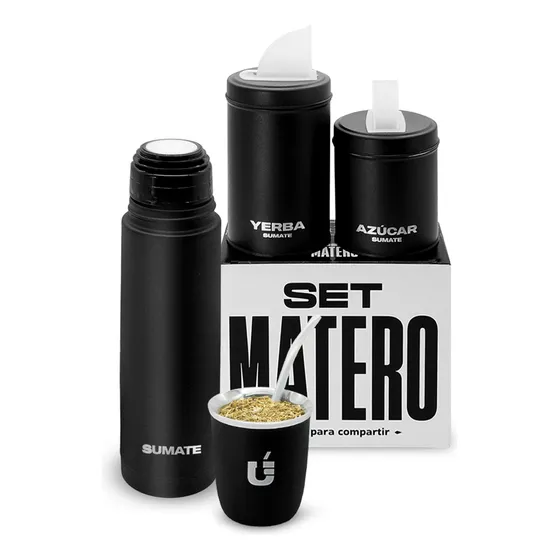Set Equipo Matero Sumate Termo 500ml Mate Latas Bombilla