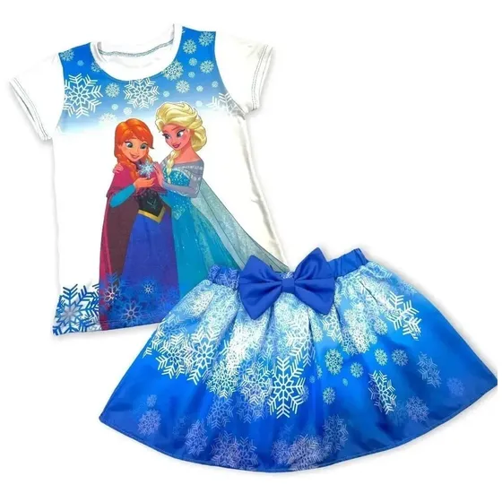 Conjunto De Franela Y Falda  De Frozen