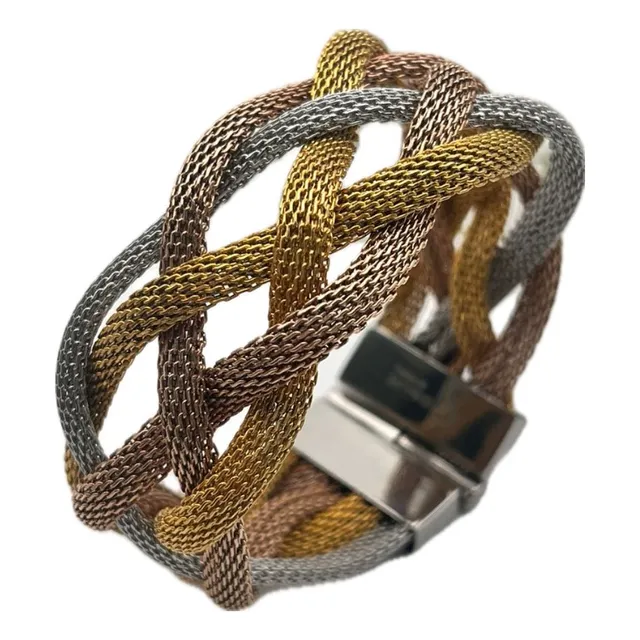 Pulseras Damas Acero Cartier Dorado Malla Moda Joya Bisuteri