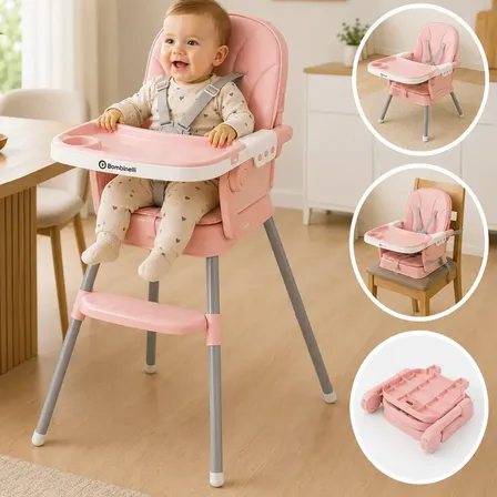 Cadeira De Alimentação Infantil Acolchoada 3 Em 1 Portátil Cor Rosa