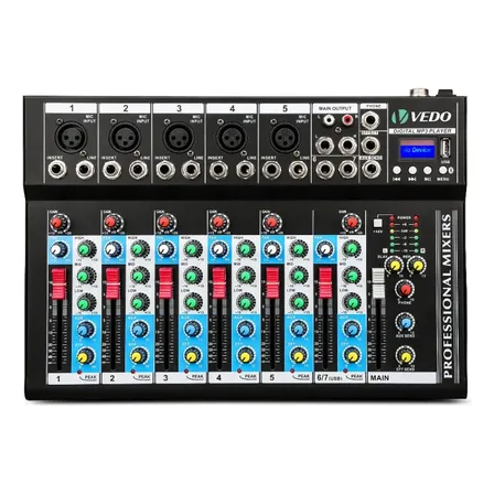 Console de Mistura Digital Vedo VDA107L Bluetooth 7 Canais XLR USB