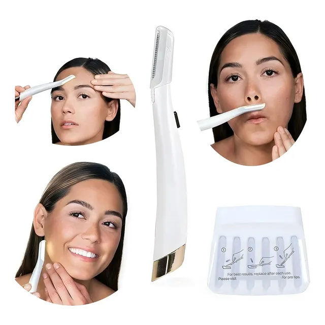Perfilador De Cejas Rasurador Facial Con Luz Led 6 Repuestos