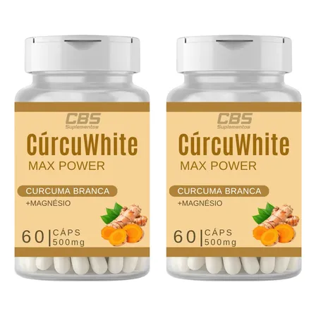 2x Cúrcuma Branca Magnésio Para Adultos 40+ 60 Caps Sem Sabor | Envio Em 24h