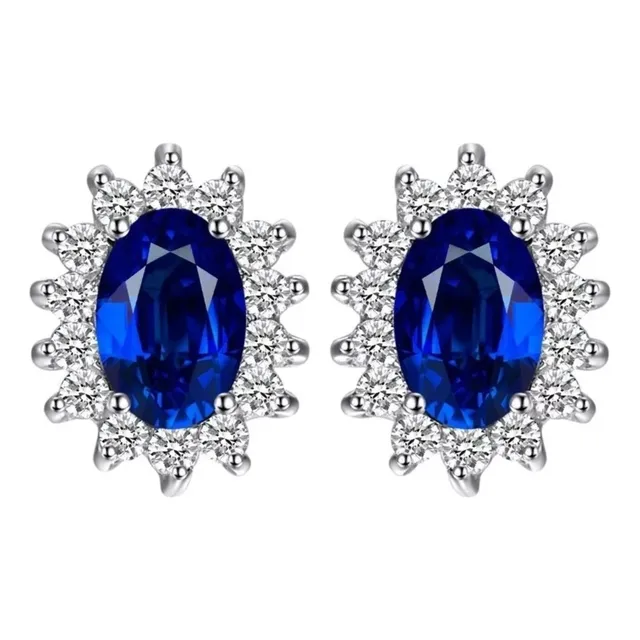 Aretes Pendientes Plata 925 Zafiro Sintetico