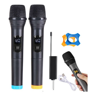 Microfone RecarregĂĄvel Sem Fio Profissional DinĂąmico Duplo Microfone RecarregĂĄvel Sem Fio Profissional DinĂąmico Duplo