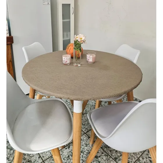 Mantel Ajustable Redondo 1,20m De Diám Ecocuero Texturado 