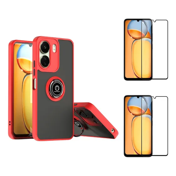 Case Funda Hardness Ring Para Xiaomi Redmi 13c + 2 Micas