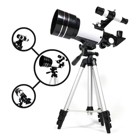 Telescópio Astronômico 70mm Com Tripé F300 70m F30070m Ultra Branco