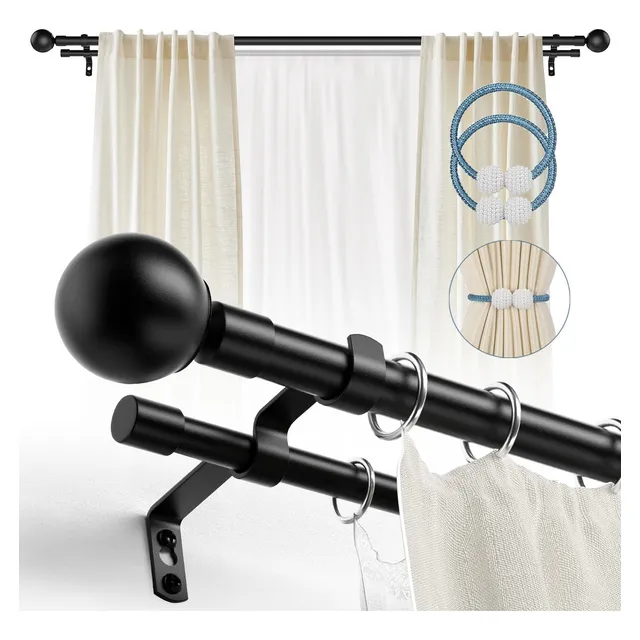 Dobles Tubo Cortineros Modernos Ajustable De Metal 0.8a 2.1m
