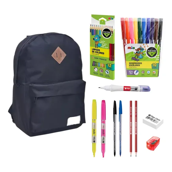 Kit Escolar Pizzini 32 Producto Librería Utile Mochila Cuota