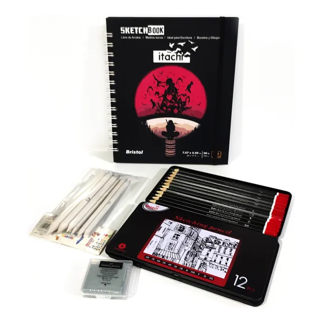 Kit De Dibujo / Sketchbook /lápiz Grafito+difuminos+borrador
