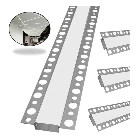 3pc Perfil De Aluminio Para Tira Led Empotrar En Yeso Plafon