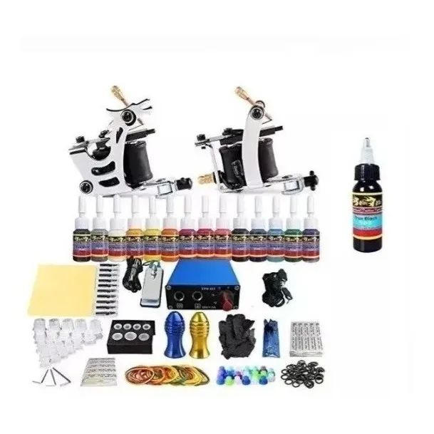 Kit Completo De Tatuaje Tk213 Maquina Fuente Tintas Etc