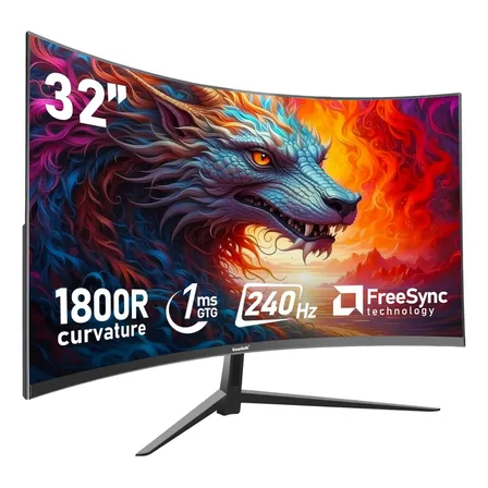 Monitor Gamer Curvo Gawfolk 32  240hz 1ms 1800r Freesync Preto 127/220v
