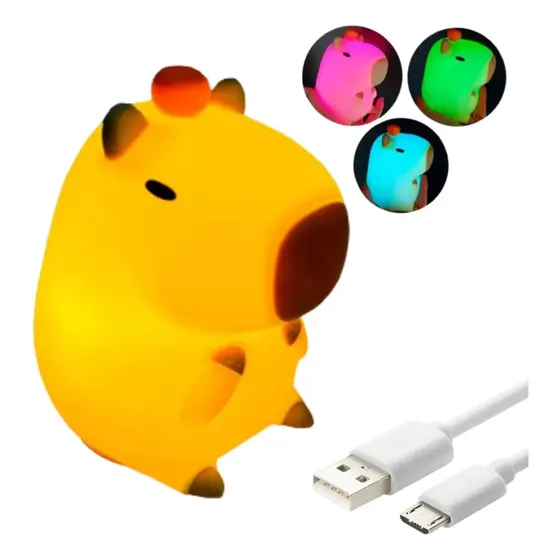 Velador Infantil De Colores Usb Recargable Silicona Animales Capibara