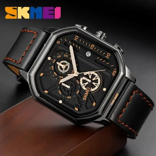 Reloj Casual De Correa De Cuero Para Caballero Skmei 1963