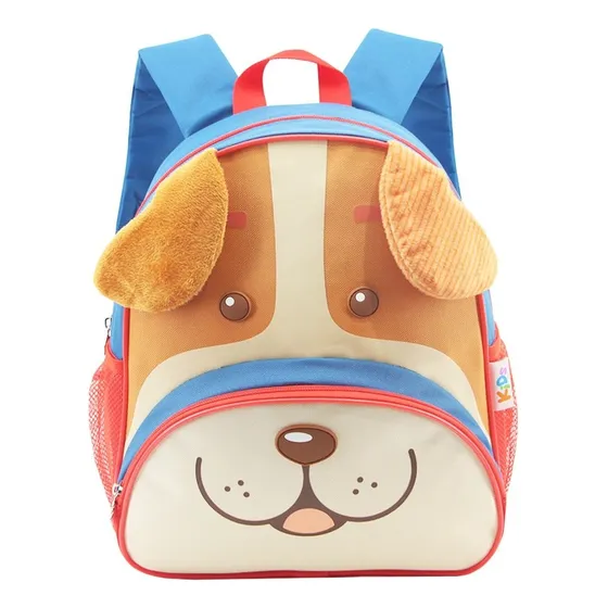 Mochila Jardin Niño Niña 13 Pulgadas Con Bolsillos Animales Color Rojo Diseño De La Tela Liso Perro