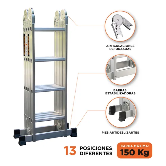 Escalera Articulada Black+decker 4x4 16 Escalones
