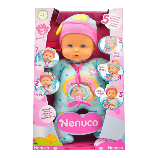 Nenuco 5 Funciones Mameluco Erizo Azul 27cm Famosa