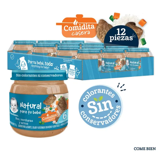 Papilla Gerber Etapa 2 Verduras Con Res Y Arroz 113g 12 Pz