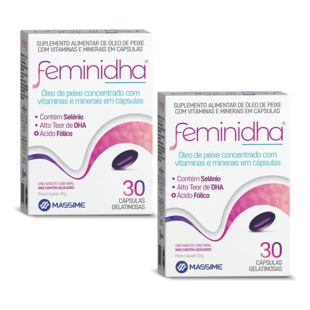 Kit 2x Feminidha 30 Caps Suplemento Vitamínico P/ Gestantes 