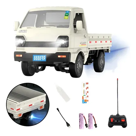 Recarregável Rc Carro Controle Remoto 1:18 Com Spray E Luz Branco Juguetes Camión Control Remoto