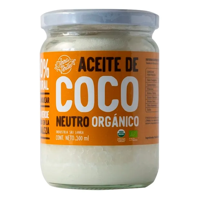 Aceite De Coco Neutro Orgánico 500 Ml Terra Verde Sin Olor