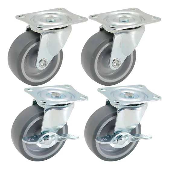 4 Ruedas Para Muebles Giratorias 40mm Rueditas (2 Con Freno) Ruedas Gris