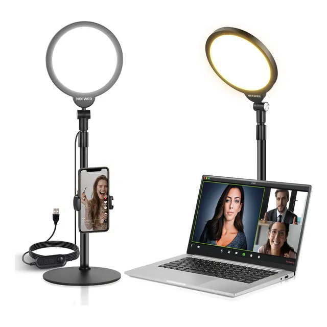 Neewer 7in Luz Selfie Celular Escritorio Kit 10w 3000k-6500k