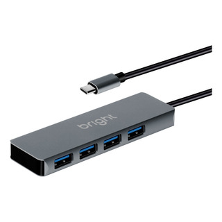 Hub Usb-plug Tipo C/4 Portas Usb 3.0 Prata Hb001 Bright Hub Usb-plug Tipo C/4 Portas Usb 3.0 Prata Hb001 Bright