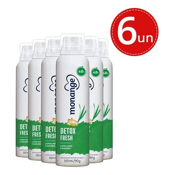 Kit 6 Desodorante Monange Detox 